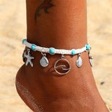 KISSWIFE Bohemian Starfish Stone Anklets Set For Women Vintage Handmade Wave Anklet Bracelet on Leg Beach Ocean Jewelry 2018 New